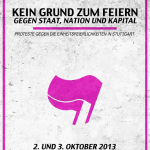 Proteste und Konferenz gegen die Feierlichkeiten zum Tag der Deutschen Einheit am 3. Oktober in Stuttgart