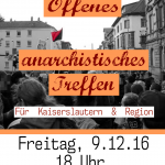 Kaiserslautern: Offenes anarchistisches Treffen am 9. Dezember